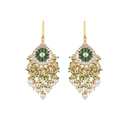 RIANA JEWELLERY Baali Style Green and White Stone Earrings With Pearl