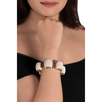 RIANA JEWELLERY White Flower Work Gajara Bangles