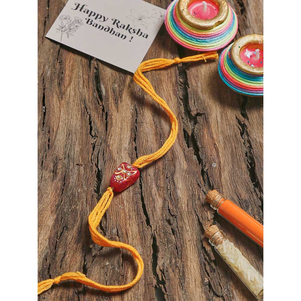 Ruby Raang Traditional Red Stone Rakhi