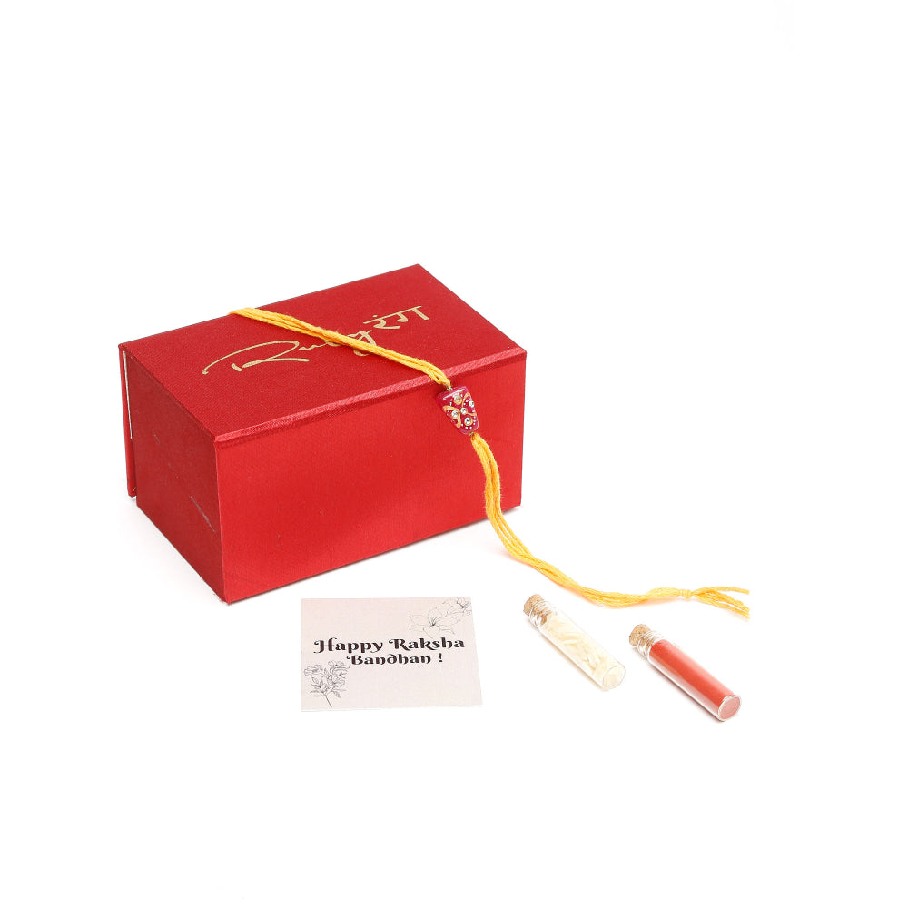 Ruby Raang Traditional Red Stone Rakhi