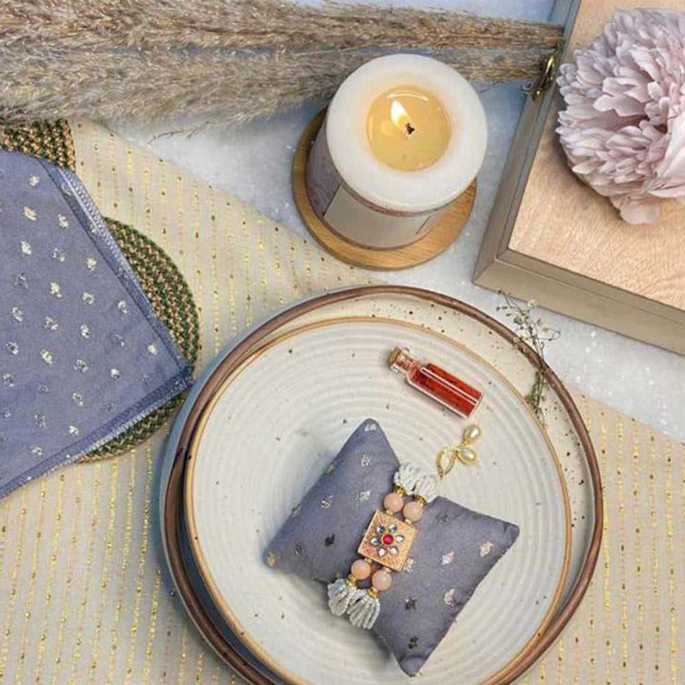 Rishi & Vibhuti Multi-Color Pearl Naishadh Rakhi