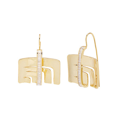 Shaze Gold Square Plate Earrings