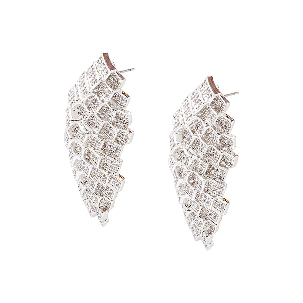 Shaze Silver Brick By Brick Earrings