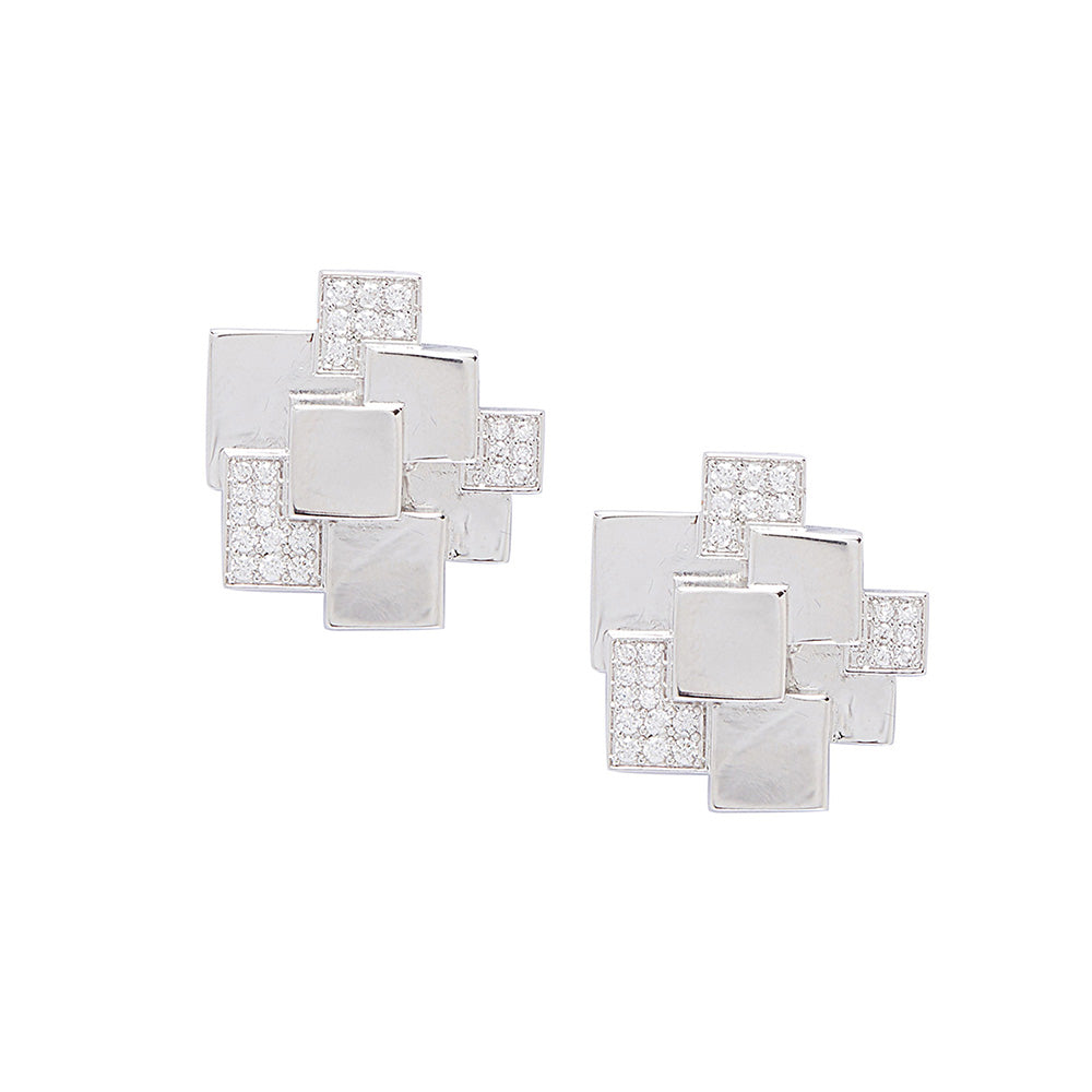 Shaze Silver Pixel Earrings