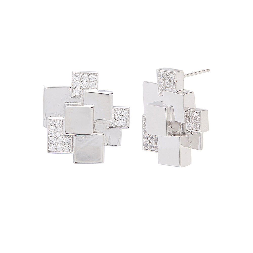 Shaze Silver Pixel Earrings