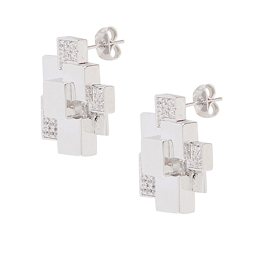 Shaze Silver Pixel Earrings