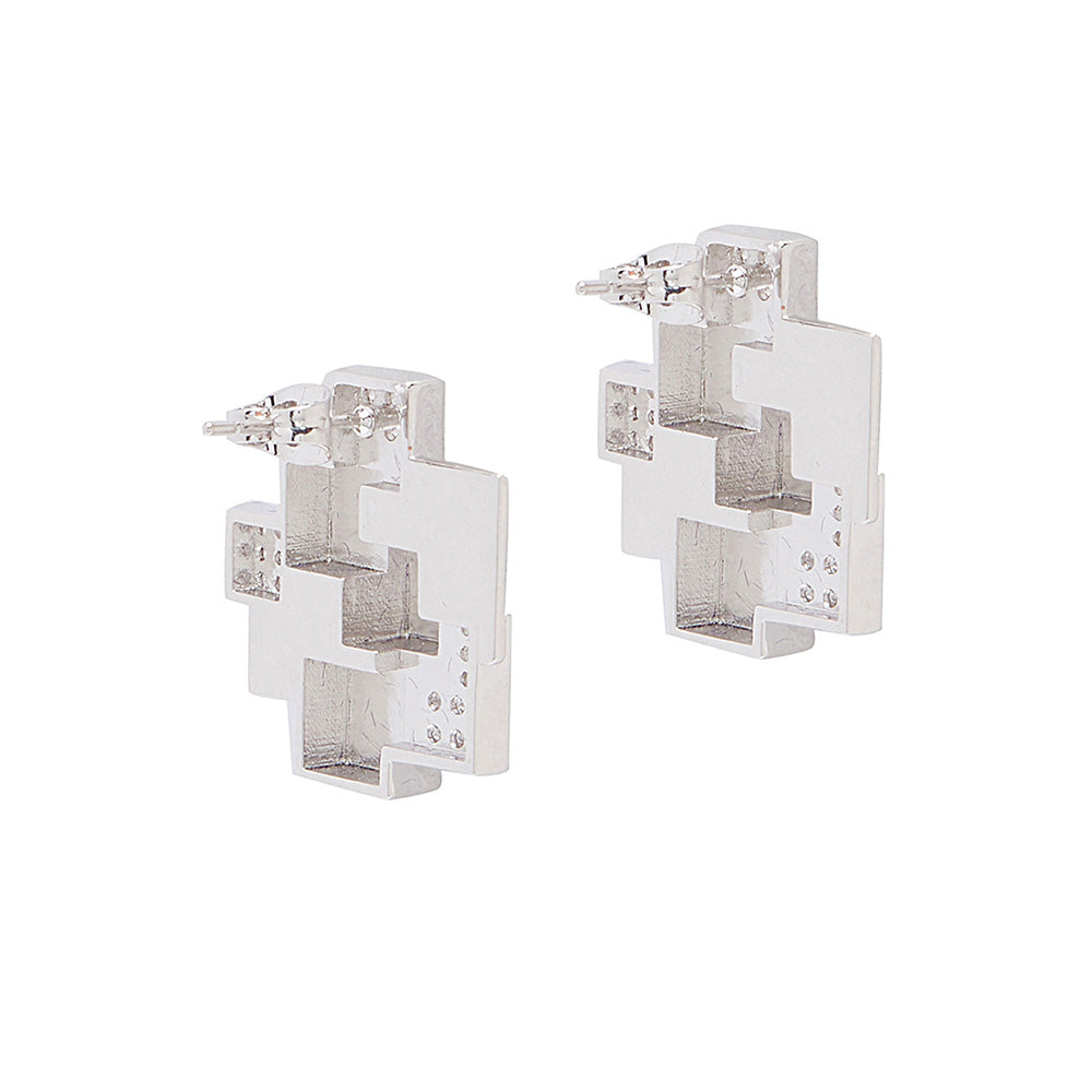 Shaze Silver Pixel Earrings