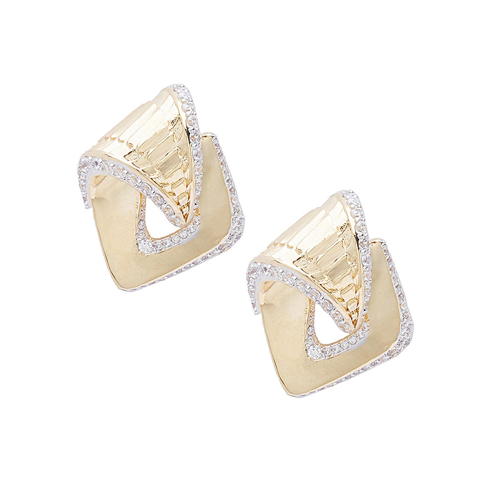 Shaze Gold Curve Edge Earrings
