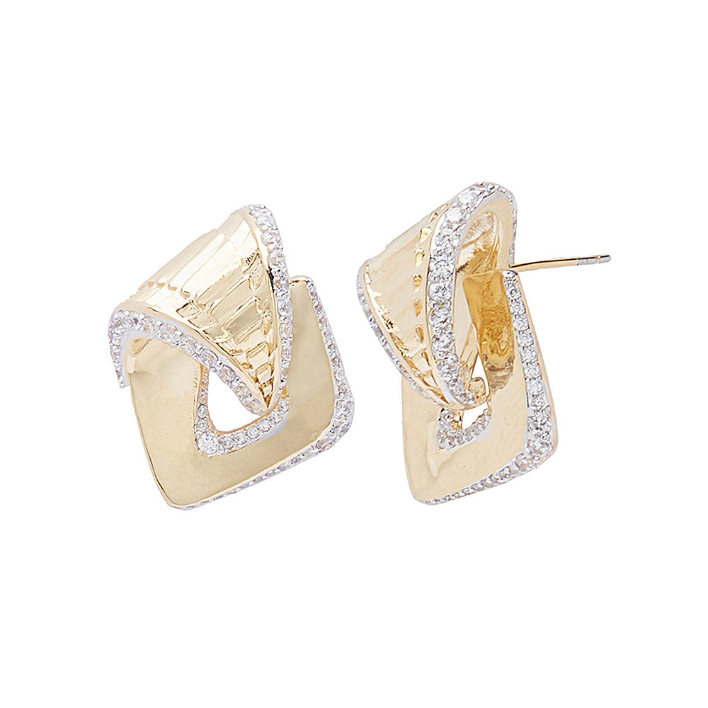 Shaze Gold Curve Edge Earrings