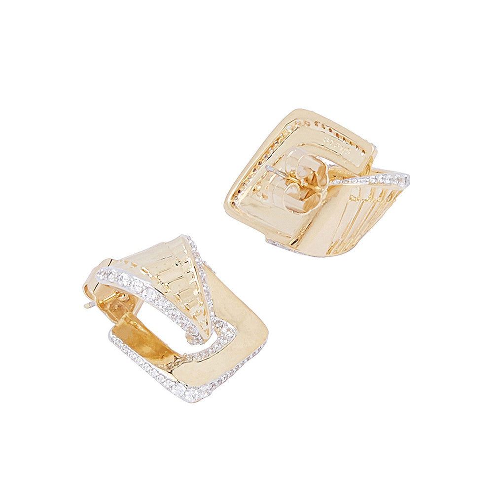 Shaze Gold Curve Edge Earrings