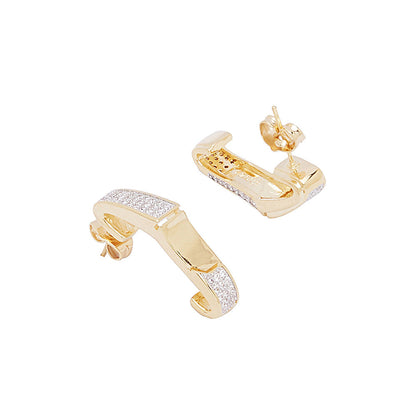 Shaze Gold Curly Bracket Earrings