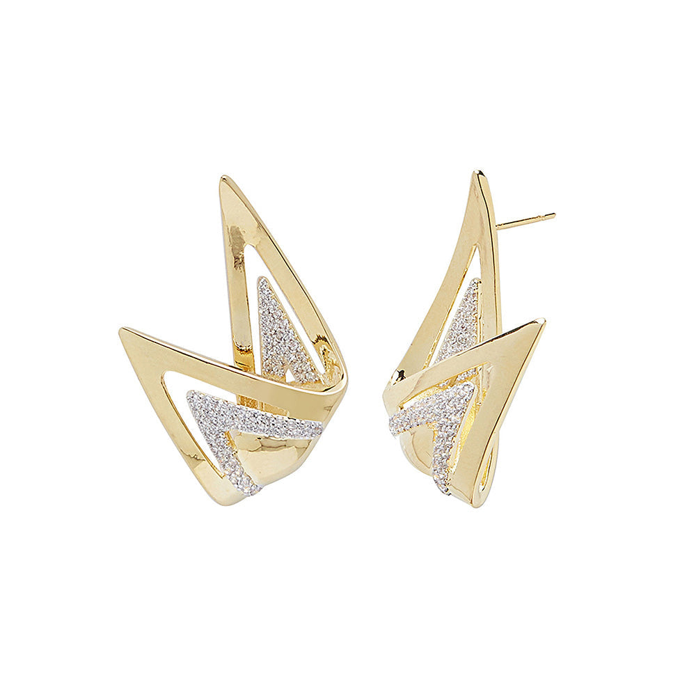 Shaze Gold Overlap Earrings