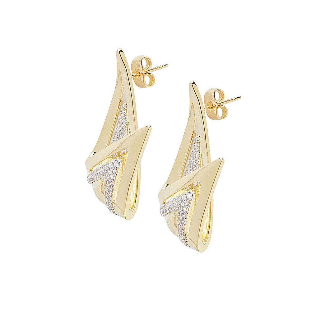 Shaze Gold Overlap Earrings