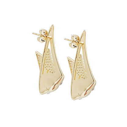 Shaze Gold Overlap Earrings