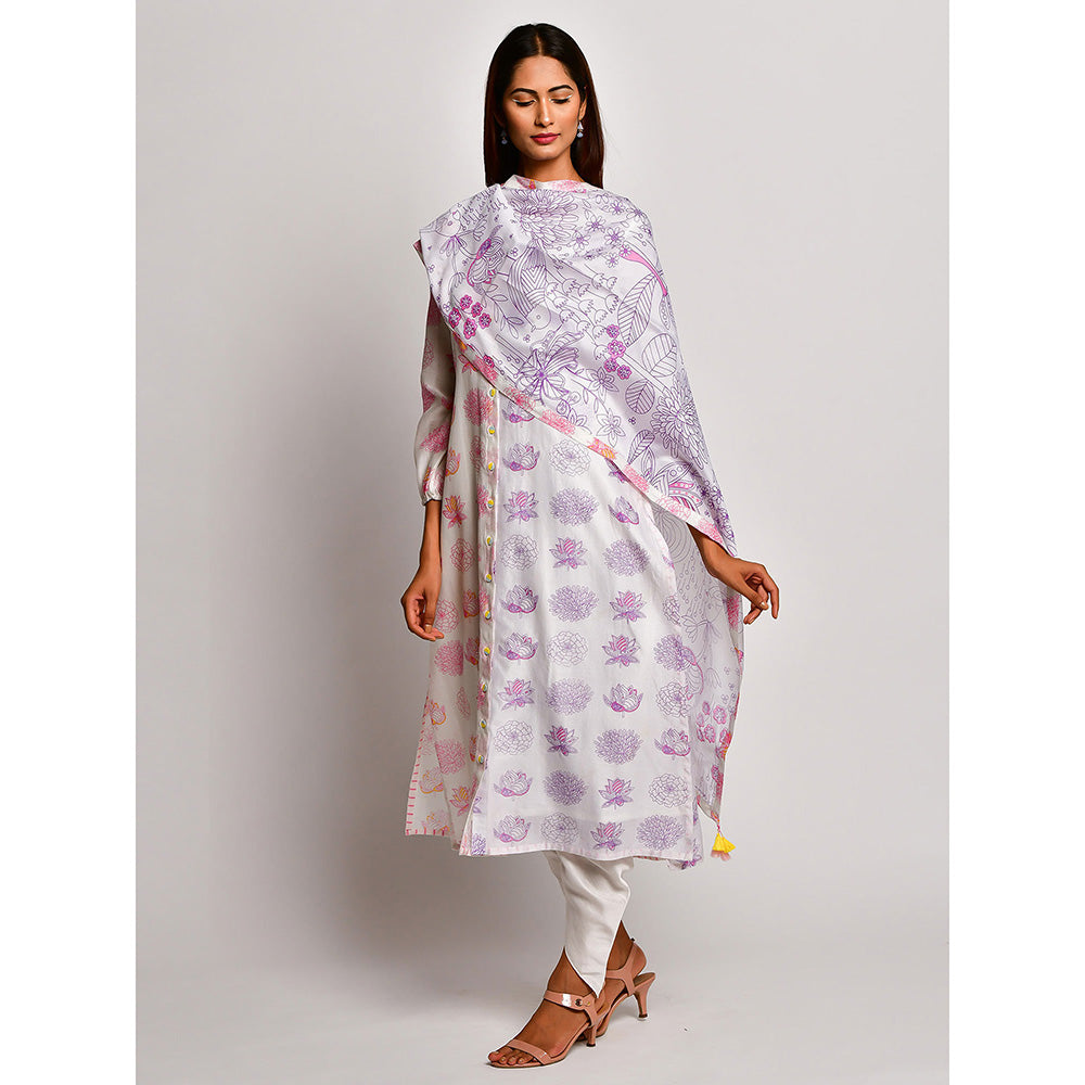 Swati Vijaivargie In Bloom White Printed Dupatta