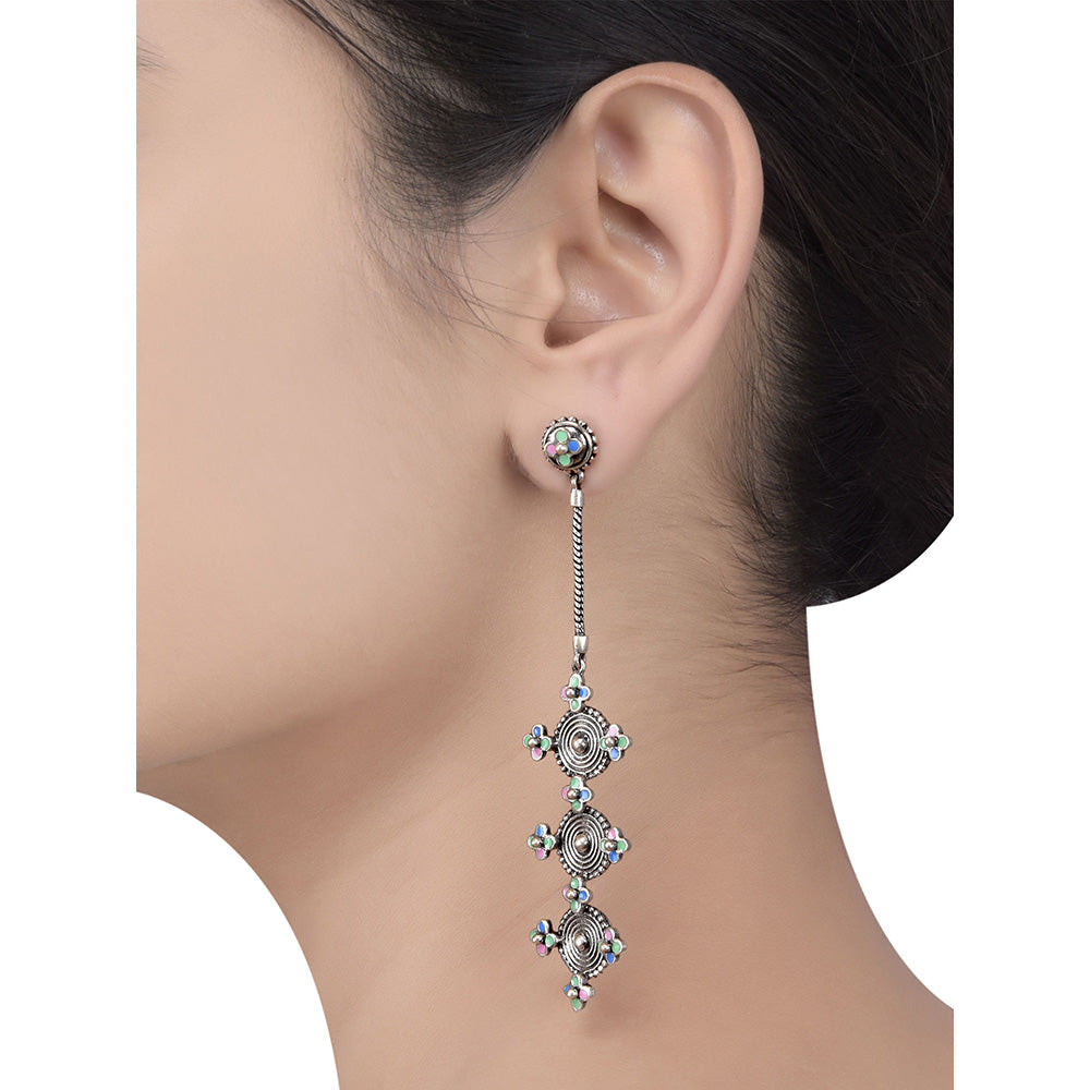 Tribe Amrapali Multi Enamel Coin Drop Chandrika Earrings