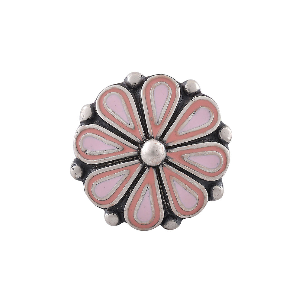 Tribe Amrapali Pink Enamel Chandrika Flower Ring