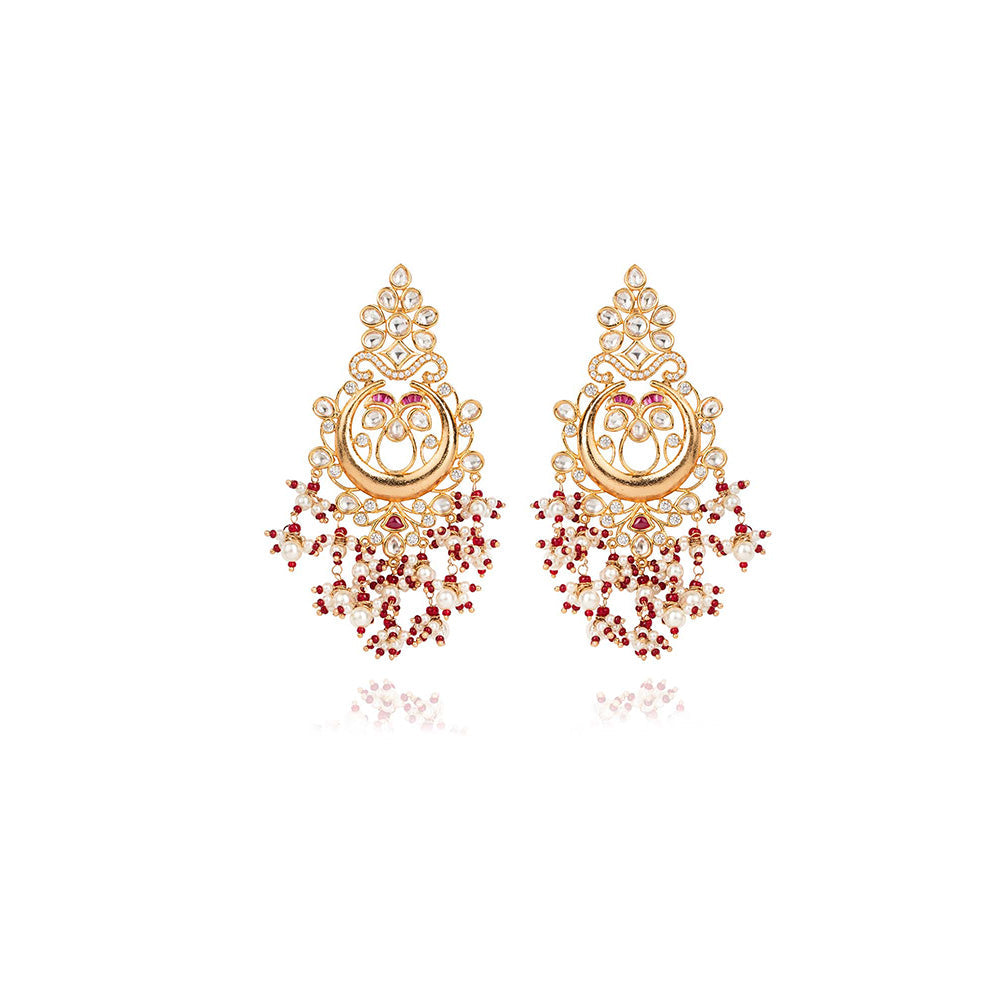 TIZORA Traditional Mix Faux Polki And Pearl Earrings
