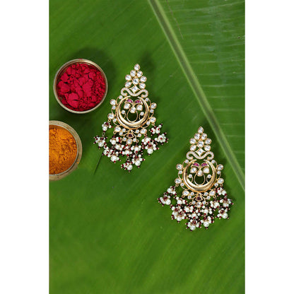 TIZORA Traditional Mix Faux Polki And Pearl Earrings