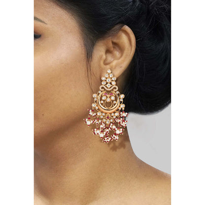 TIZORA Traditional Mix Faux Polki And Pearl Earrings