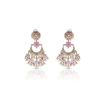 TIZORA Pink Bikaneri Meenakari Earrings