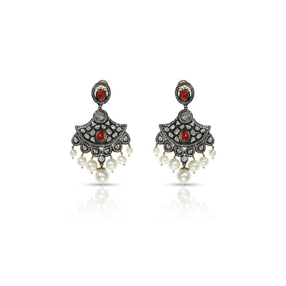 TIZORA Stunning Antique Red Polki Earrings