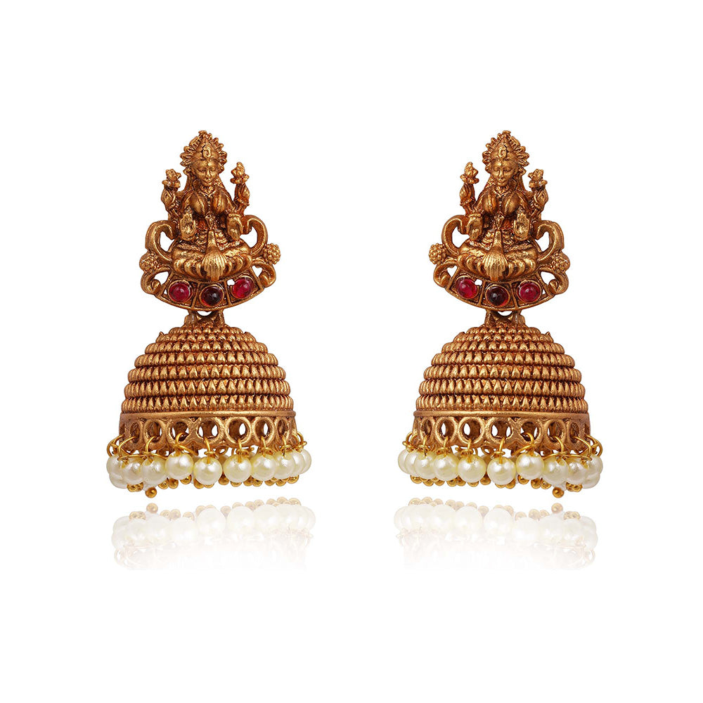 TIZORA Red Silk Base Temple Necklace Set