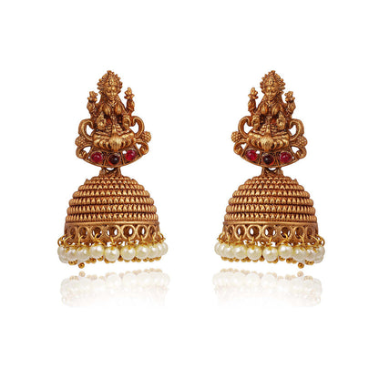 TIZORA Red Silk Base Temple Necklace Set
