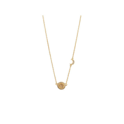 Zariin Gold Rock Routine Citrine Long Necklace