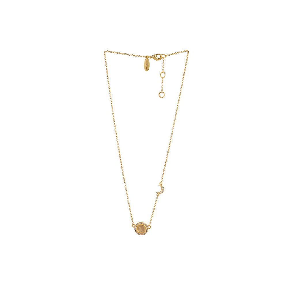 Zariin Gold Rock Routine Citrine Long Necklace