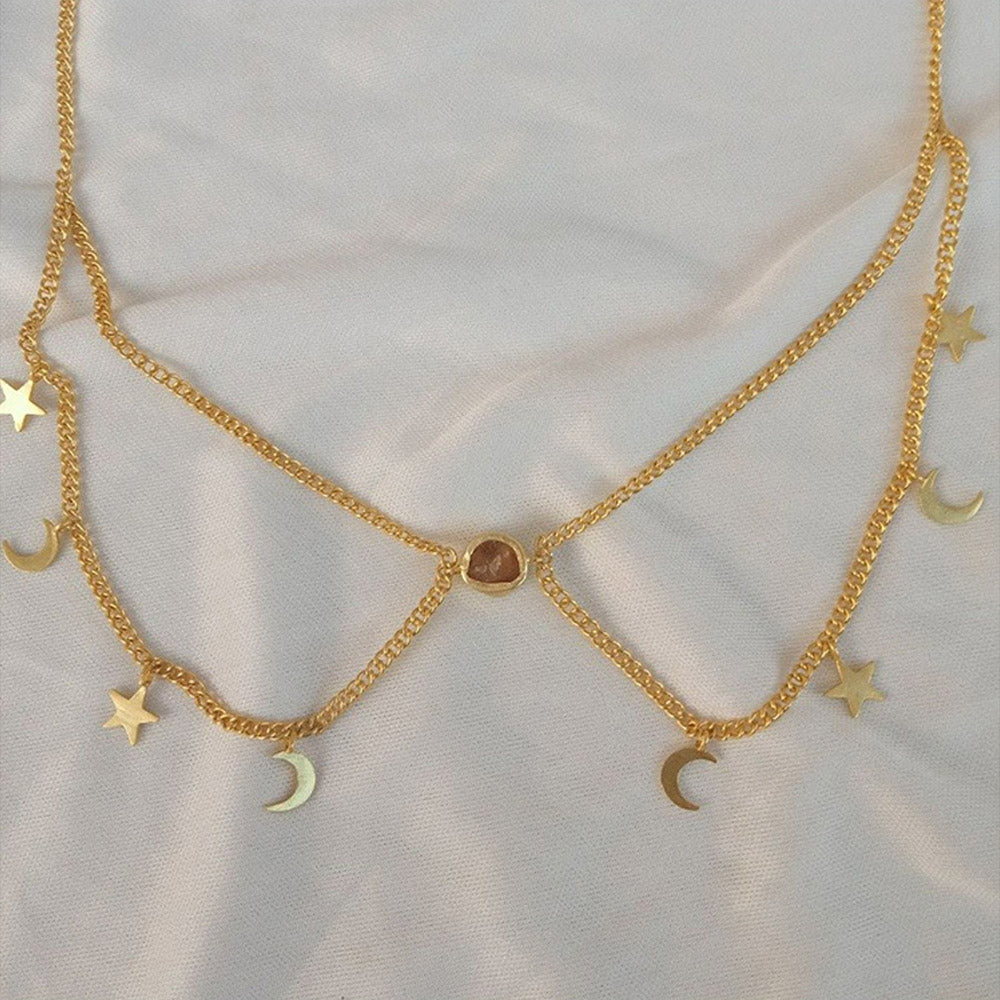 Zariin Gold Nocturnal Myth Layerd Necklace