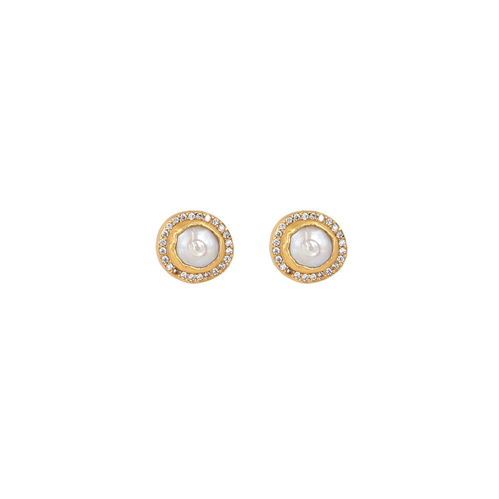 Zariin Gold Witty and Wise Baroque Pearl Studs