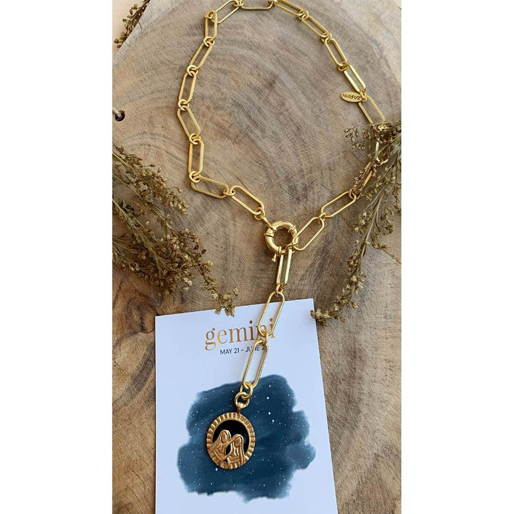 Zariin Gold Soul of the Twins Gemini Zodiac Necklace