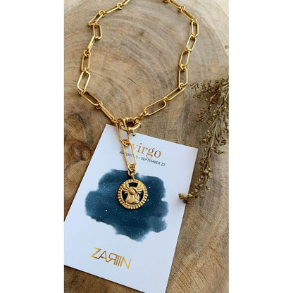 Zariin Gold Soul of the Virgin Virgo Zodiac Necklace