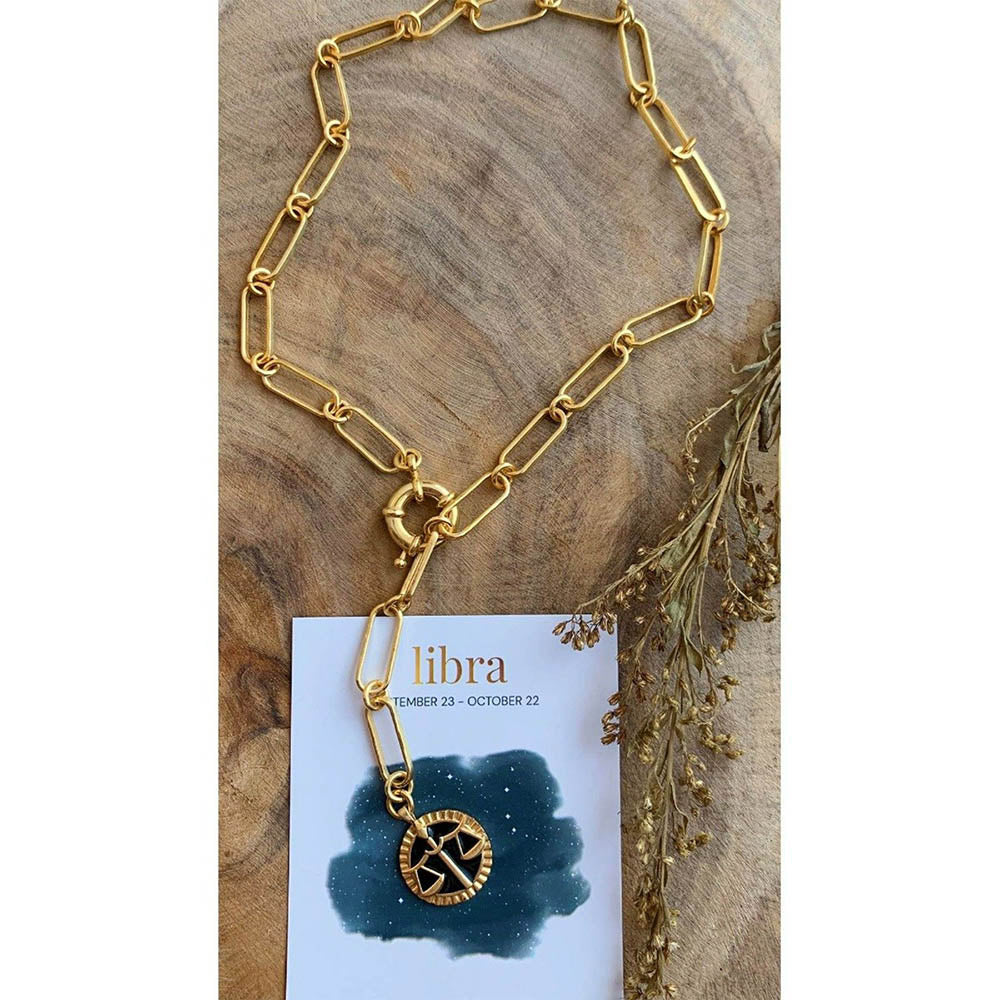 Zariin Gold Soul of the Scale Libra Zodiac Necklace