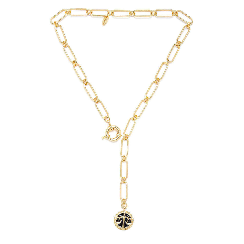 Zariin Gold Soul of the Scale Libra Zodiac Necklace