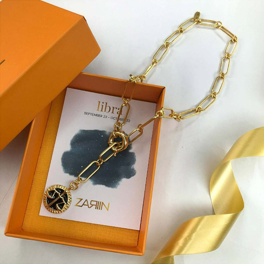 Zariin Gold Soul of the Scale Libra Zodiac Necklace