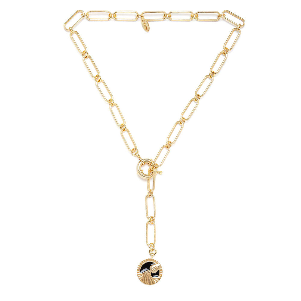 Zariin Gold Soul of the Water Bearer Aquarius Zodiac Necklace