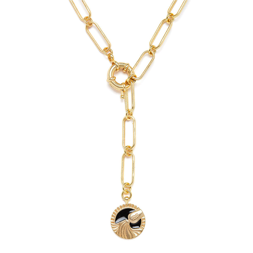 Zariin Gold Soul of the Water Bearer Aquarius Zodiac Necklace