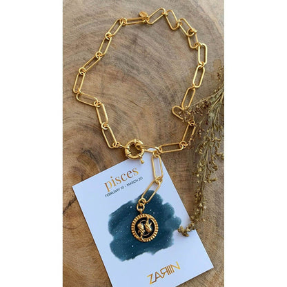 Zariin Gold Soul of the Fish Pisces Zodiac Necklace
