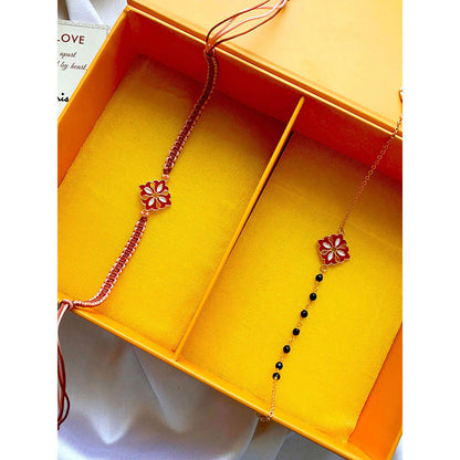 ZARIIN Red & White Floral Bhai Bhabhi Gift Box