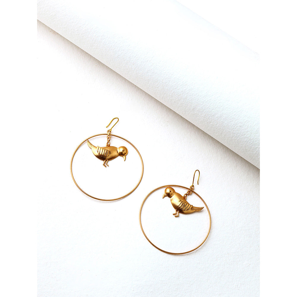 Suhani Pittie Gold Plated Hoop Earrings With Bird-1