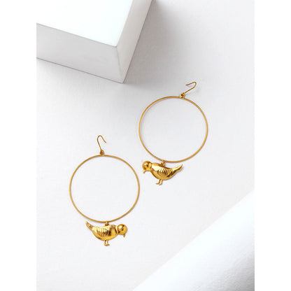 Suhani Pittie Gold Plated Hoop Earrings With Bird