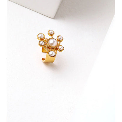 Suhani Pittie Gold Toned Ring With Pearl Cluster Detail