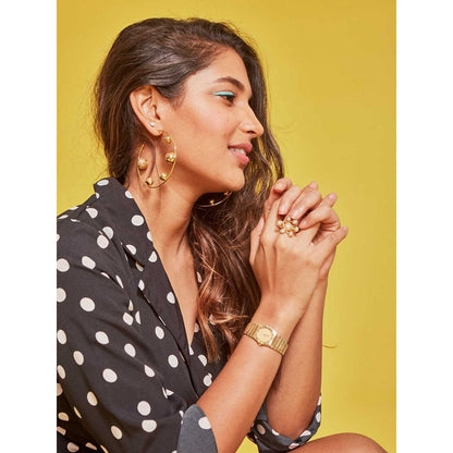 Suhani Pittie Gold Toned Ring With Pearl Cluster Detail