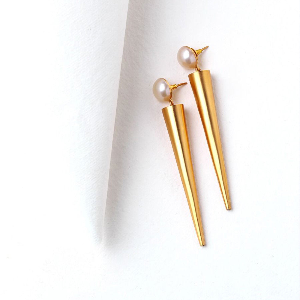 Suhani Pittie Gold Toned Cone Earrings With Pearls