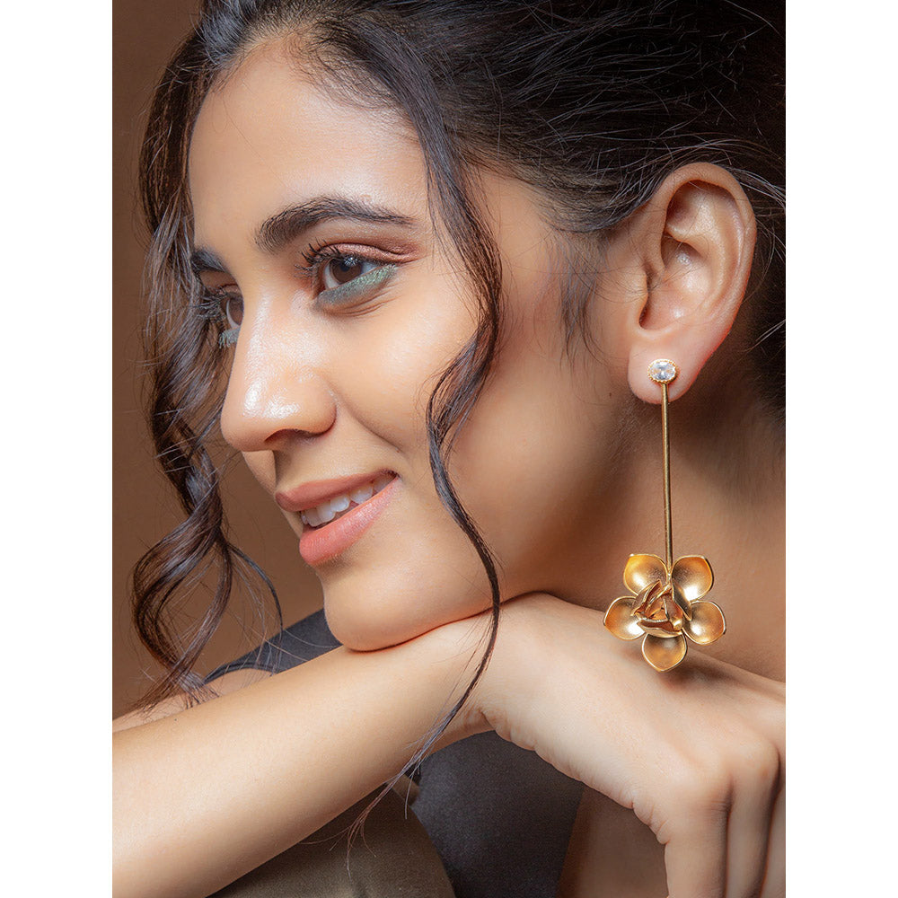 Suhani Pittie Gold Toned Magnolia Drop Earrings-1