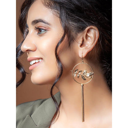 Suhani Pittie Gold Toned Rose Vine Drop Earrings With Tassels