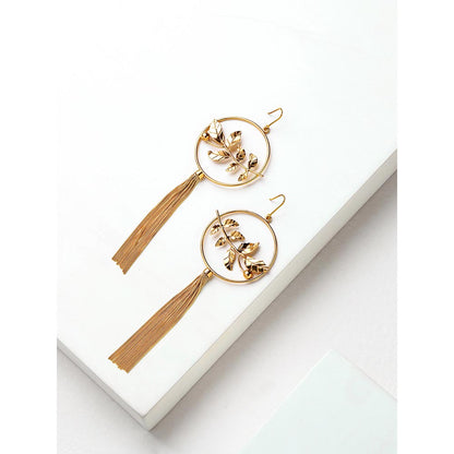 Suhani Pittie Gold Toned Rose Vine Drop Earrings With Tassels