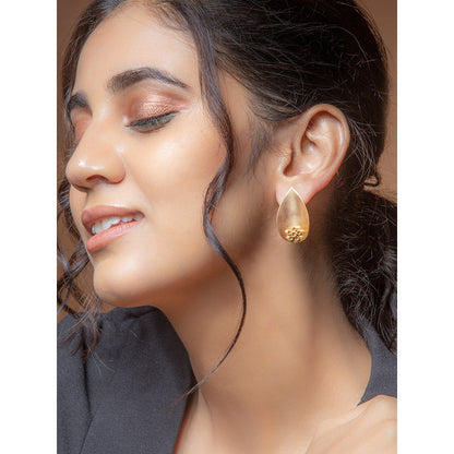 Suhani Pittie Gold Drop Stud Earrings With Bacopa Flowers